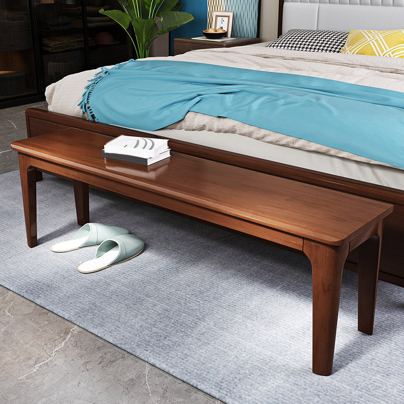 Contemporary Rubber Wood Bench Rectangle 14"Wide Accent Bench with Squared Legs 71"L x 14"W x 18"H Nut-Brown Clearhalo 'Benches' 'Chairs & Seating' 'furn' 'furn_benches' 'Furniture' 'Living Room Furniture' 6203347