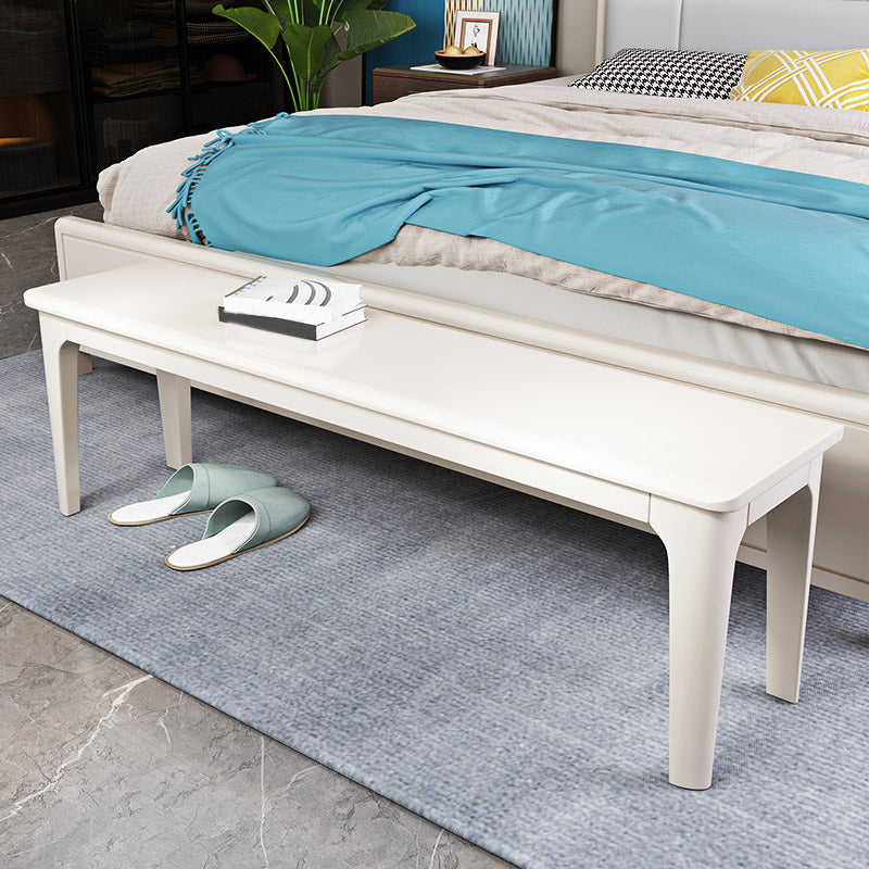 Contemporary Rubber Wood Bench Rectangle 14"Wide Accent Bench with Squared Legs 71"L x 14"W x 18"H White Clearhalo 'Benches' 'Chairs & Seating' 'furn' 'furn_benches' 'Furniture' 'Living Room Furniture' 6203350