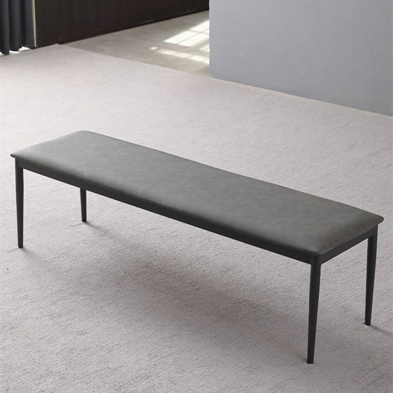 Mid-Century Modern Waterproof Bench Faux Leather Dining Bench with Metal Legs 56"L x 13"W x 19"H Clearhalo 'Benches' 'Chairs & Seating' 'furn' 'furn_benches' 'Furniture' 'Living Room Furniture' 6203421