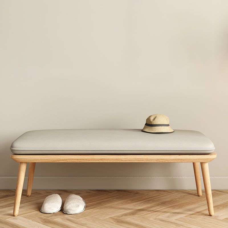 Panca in legno di gomma contemporanea rettangolo da 15 "panca da letto larga con gambe