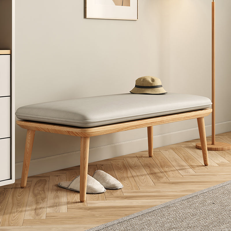 Panca in legno di gomma contemporanea rettangolo da 15 "panca da letto larga con gambe