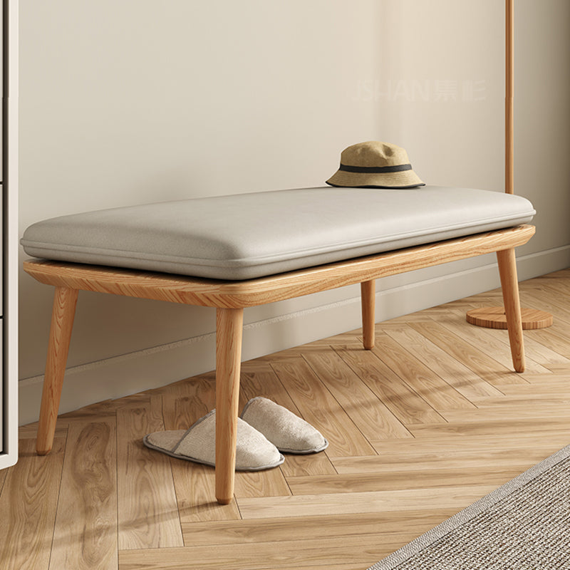 Panca in legno di gomma contemporanea rettangolo da 15 "panca da letto larga con gambe