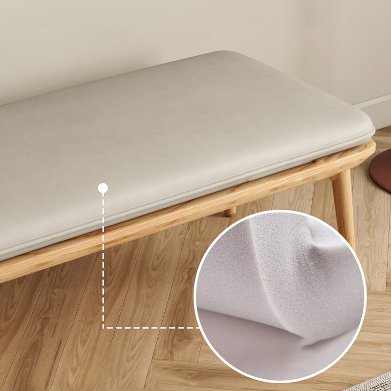 Panca in legno di gomma contemporanea rettangolo da 15 "panca da letto larga con gambe