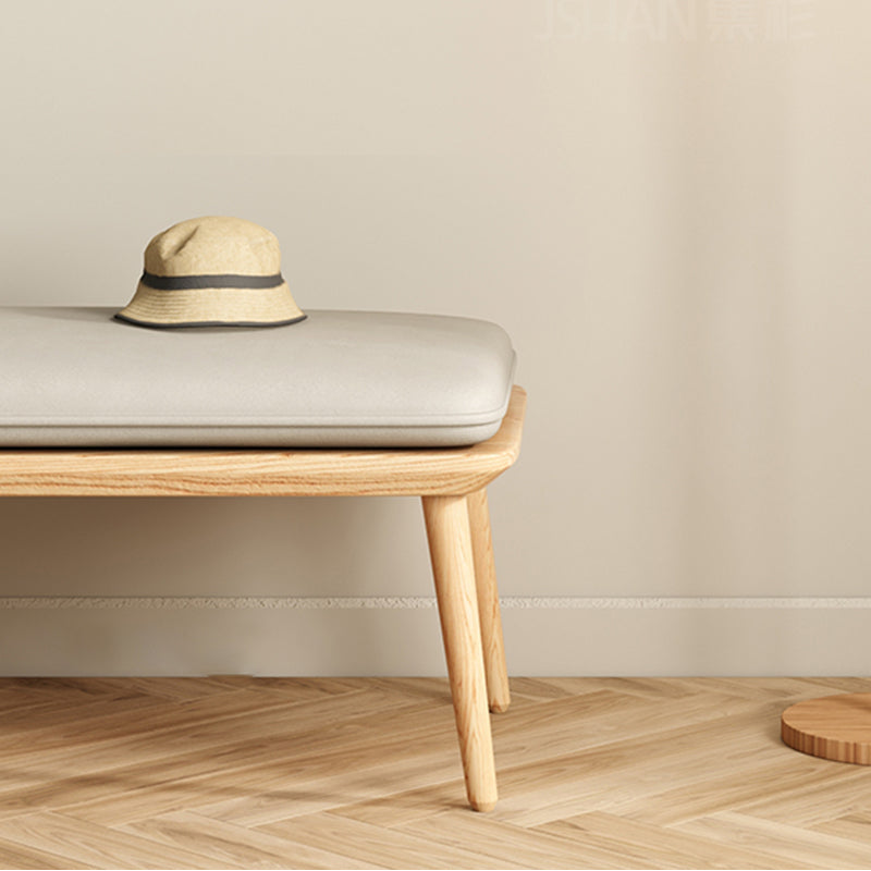 Panca in legno di gomma contemporanea rettangolo da 15 "panca da letto larga con gambe