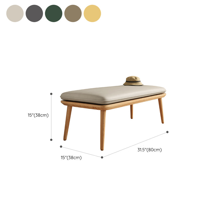 Panca in legno di gomma contemporanea rettangolo da 15 "panca da letto larga con gambe