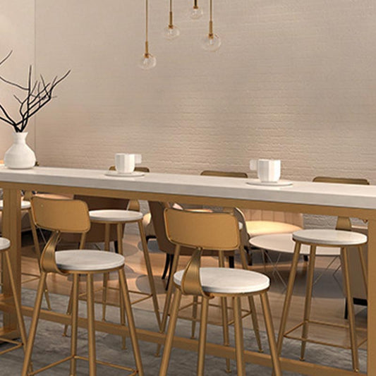 Tavolo da base d'oro e metallico rettangolo bianco tavolo in legno massiccio