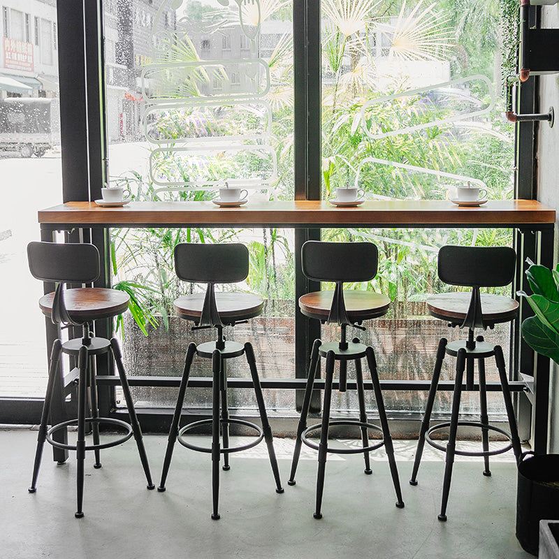 Iron and Wood Rectangular Table Modern Style Milk Tea Shop Cafe Bar Table 70.9"L x 15.7"W x 41.3"H Without Chairs Clearhalo 'Bar Furniture' 'Bar Tables' 'bar_tables' 'furn' 'furn_bar_tables' 'Furniture' 'Kitchen & Dining Furniture' 6206276