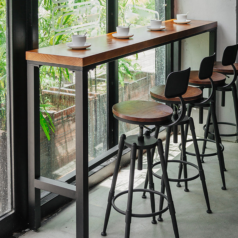 Iron and Wood Rectangular Table Modern Style Milk Tea Shop Cafe Bar Table Clearhalo 'Bar Furniture' 'Bar Tables' 'bar_tables' 'furn' 'furn_bar_tables' 'Furniture' 'Kitchen & Dining Furniture' 6206279