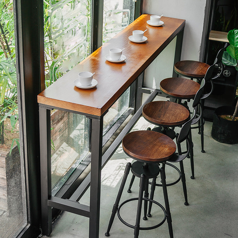 Iron and Wood Rectangular Table Modern Style Milk Tea Shop Cafe Bar Table Clearhalo 'Bar Furniture' 'Bar Tables' 'bar_tables' 'furn' 'furn_bar_tables' 'Furniture' 'Kitchen & Dining Furniture' 6206282