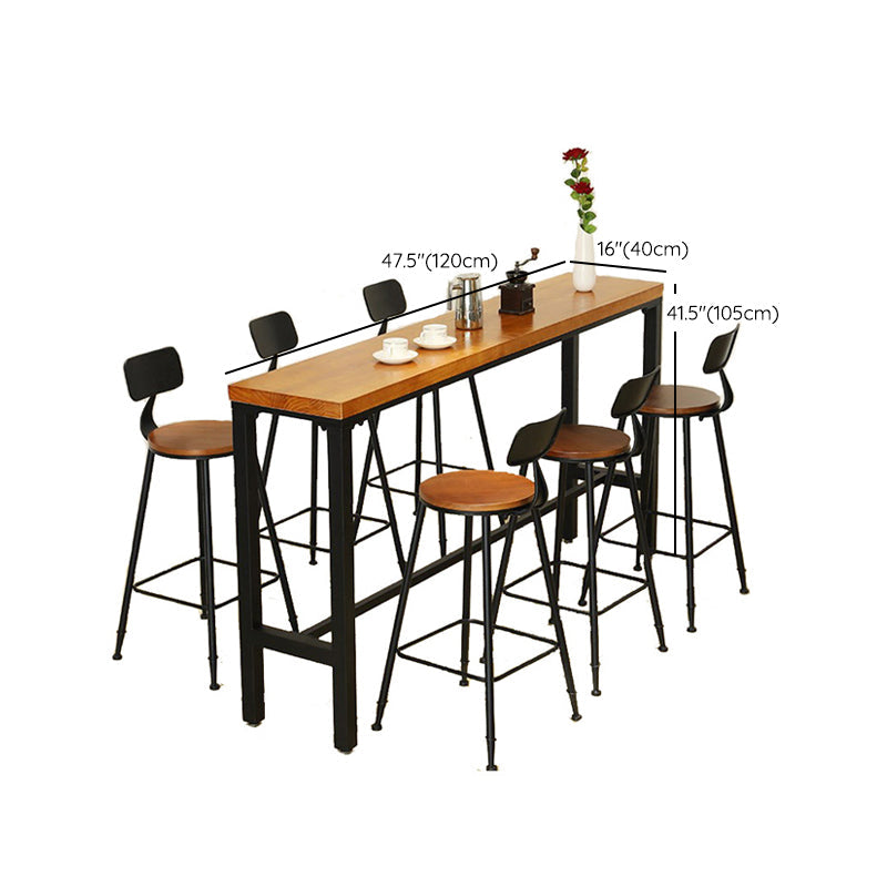 Iron and Wood Rectangular Table Modern Style Milk Tea Shop Cafe Bar Table Clearhalo 'Bar Furniture' 'Bar Tables' 'bar_tables' 'furn' 'furn_bar_tables' 'Furniture' 'Kitchen & Dining Furniture' 6206285
