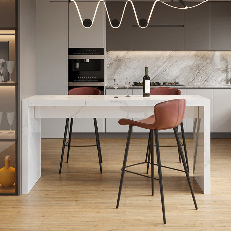 Slate Rectangular Table, Modern Minimalist Home White Bar Table 70.9"L x 23.6"W x 39.4"H White Without Chairs Clearhalo 'Bar Furniture' 'Bar Tables' 'bar_tables' 'furn' 'furn_bar_tables' 'Furniture' 'Kitchen & Dining Furniture' 6206293