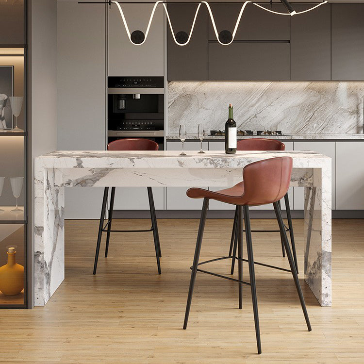 Slate Rectangular Table, Modern Minimalist Home White Bar Table 63"L x 23.6"W x 39.4"H White-Gray Without Chairs Clearhalo 'Bar Furniture' 'Bar Tables' 'bar_tables' 'furn' 'furn_bar_tables' 'Furniture' 'Kitchen & Dining Furniture' 6206294