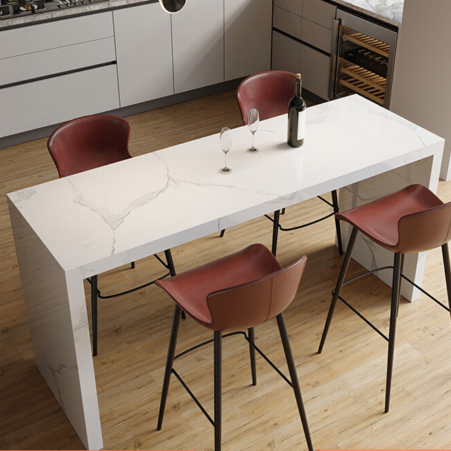 Slate Rectangular Table, Modern Minimalist Home White Bar Table 63"L x 23.6"W x 39.4"H White Without Chairs Clearhalo 'Bar Furniture' 'Bar Tables' 'bar_tables' 'furn' 'furn_bar_tables' 'Furniture' 'Kitchen & Dining Furniture' 6206295