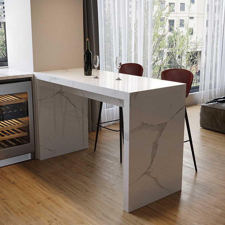 Slate Rectangular Table, Modern Minimalist Home White Bar Table 55.1"L x 23.6"W x 39.4"H White Without Chairs Clearhalo 'Bar Furniture' 'Bar Tables' 'bar_tables' 'furn' 'furn_bar_tables' 'Furniture' 'Kitchen & Dining Furniture' 6206296