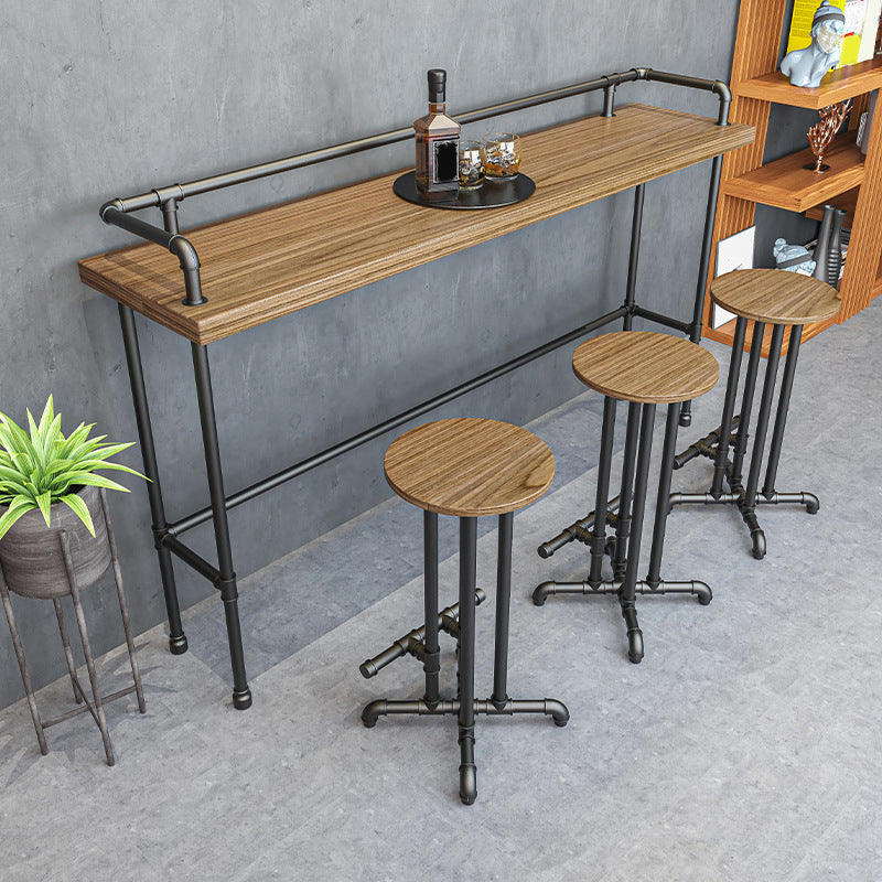 Industriële metalen pub/bartafel met houten tafelblad