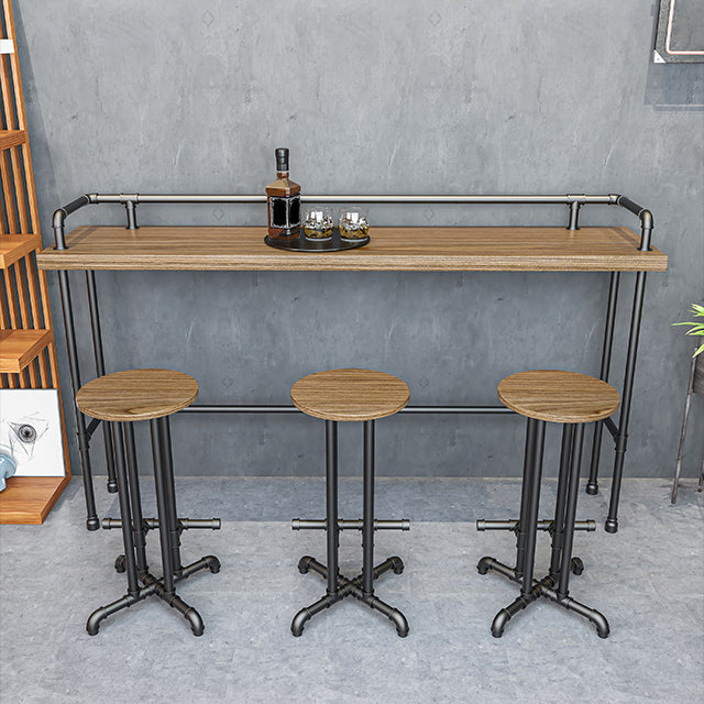 Industriële metalen pub/bartafel met houten tafelblad