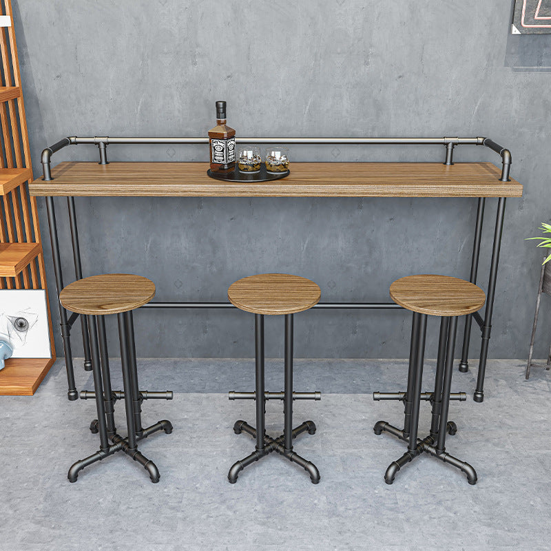 Industriële metalen pub/bartafel met houten tafelblad