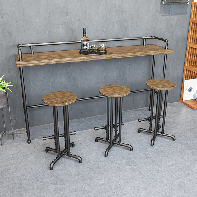 Industriële metalen pub/bartafel met houten tafelblad
