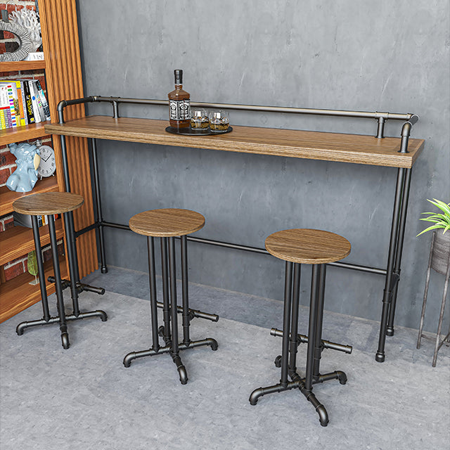 Industriële metalen pub/bartafel met houten tafelblad