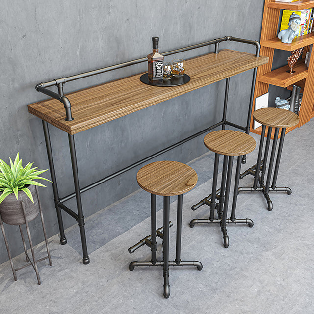 Industriële metalen pub/bartafel met houten tafelblad