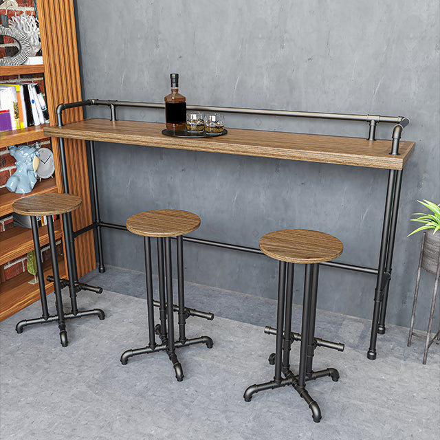 Industriële metalen pub/bartafel met houten tafelblad