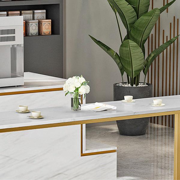 Metal and Marble Rectangular Table, Industrial Style Minimalist Corporate Pantry Bar Table Clearhalo 'Bar Furniture' 'Bar Tables' 'bar_tables' 'furn' 'furn_bar_tables' 'Furniture' 'Kitchen & Dining Furniture' 6206405