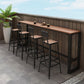 Metal and Wood Rectangular Table, Industrial Style Minimalist Balcony Outdoor Bar Table Black Without Chairs Clearhalo 'Bar Furniture' 'Bar Tables' 'bar_tables' 'furn' 'furn_bar_tables' 'Furniture' 'Kitchen & Dining Furniture' 6206415