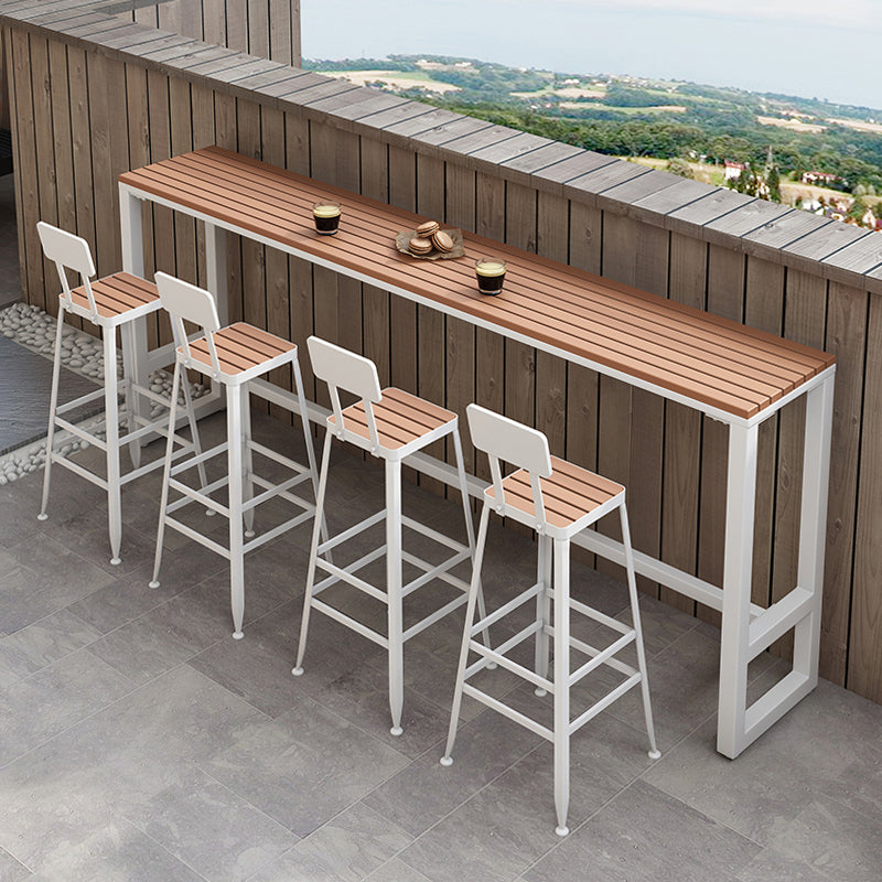 Metal and Wood Rectangular Table, Industrial Style Minimalist Balcony Outdoor Bar Table Clearhalo 'Bar Furniture' 'Bar Tables' 'bar_tables' 'furn' 'furn_bar_tables' 'Furniture' 'Kitchen & Dining Furniture' 6206421