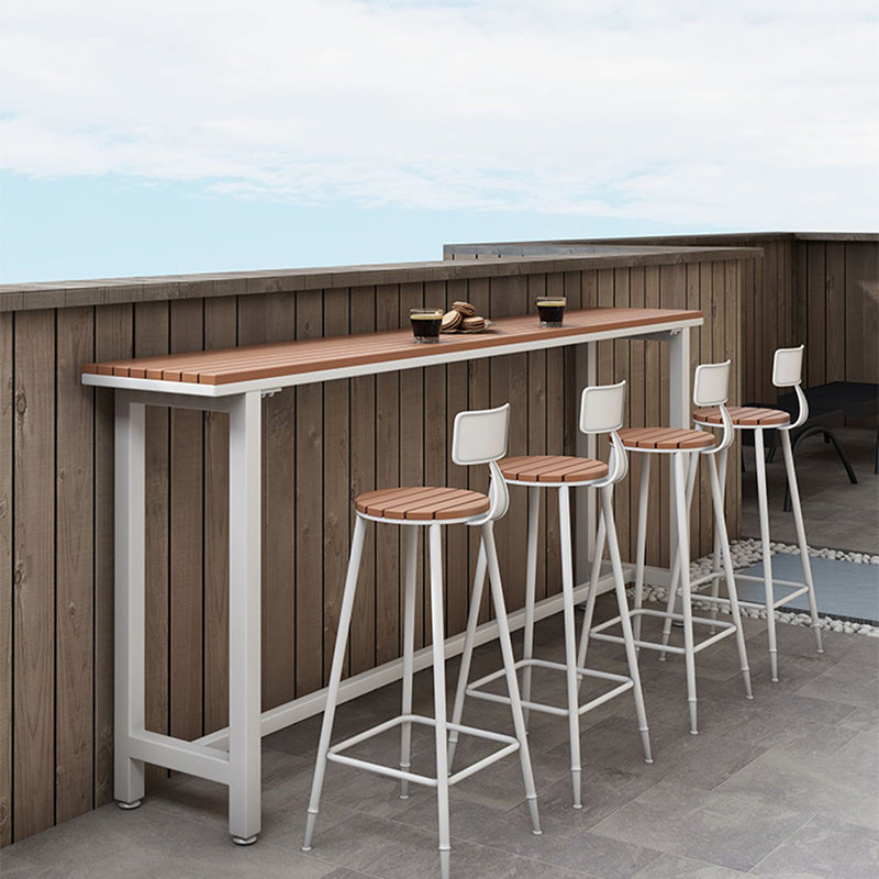 Metal and Wood Rectangular Table, Industrial Style Minimalist Balcony Outdoor Bar Table Clearhalo 'Bar Furniture' 'Bar Tables' 'bar_tables' 'furn' 'furn_bar_tables' 'Furniture' 'Kitchen & Dining Furniture' 6206425