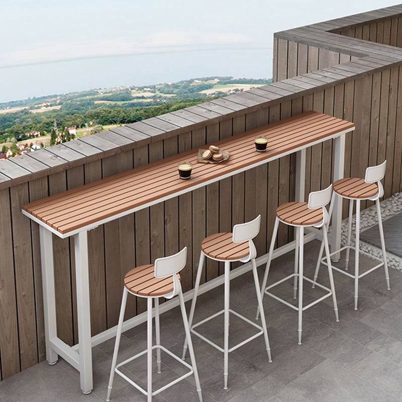 Metal and Wood Rectangular Table, Industrial Style Minimalist Balcony Outdoor Bar Table Clearhalo 'Bar Furniture' 'Bar Tables' 'bar_tables' 'furn' 'furn_bar_tables' 'Furniture' 'Kitchen & Dining Furniture' 6206426