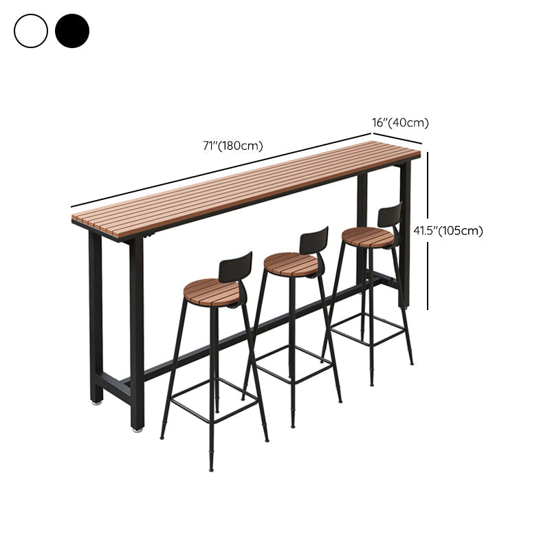 Metal and Wood Rectangular Table, Industrial Style Minimalist Balcony Outdoor Bar Table Clearhalo 'Bar Furniture' 'Bar Tables' 'bar_tables' 'furn' 'furn_bar_tables' 'Furniture' 'Kitchen & Dining Furniture' 6206428