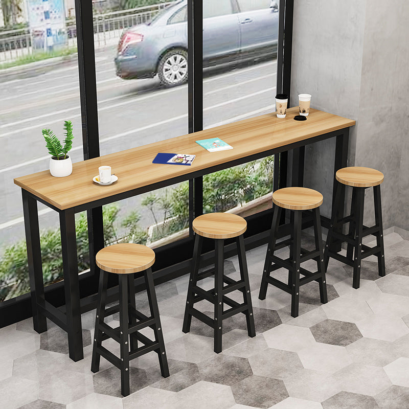 Metal and Wood Rectangular Table, Modern Style Home Living Room Kitchen Bar Table Black Without Chairs Clearhalo 'Bar Furniture' 'Bar Tables' 'bar_tables' 'furn' 'furn_bar_tables' 'Furniture' 'Kitchen & Dining Furniture' 6206438