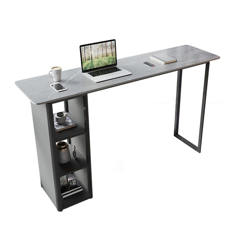 Metal and Slate Rectangular Table, Gorgeous Style Home Minimalist Balcony Bar Table 63"L x 15.7"W x 41.3"H Without Chairs Clearhalo 'Bar Furniture' 'Bar Tables' 'bar_tables' 'furn' 'furn_bar_tables' 'Furniture' 'Kitchen & Dining Furniture' 6206493