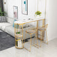 Glam Rectangle Dining Room Counter Table, Marble - 41.3" Bar Table with 2 Storage Shelves
