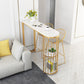 Glam Rectangle Dining Room Counter Table, Marble - 41.3" Bar Table with 2 Storage Shelves