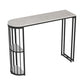 Glam Rectangle Dining Room Counter Table, Marble - 41.3" Bar Table with 2 Storage Shelves