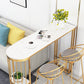 Glam Rectangle Dining Room Counter Table, Marble - 41.3" Bar Table with 2 Storage Shelves