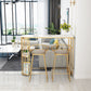 Glam Rectangle Dining Room Counter Table, Marble - 41.3" Bar Table with 2 Storage Shelves