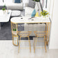 Glam Rectangle Dining Room Counter Table, Marble - 41.3" Bar Table with 2 Storage Shelves