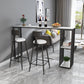 Industrial Marble Metal Pub/Bar Table With 18" Wide Elm Top Counter Wine Table