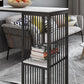 Industrial Marble Metal Pub/Bar Table With 18" Wide Elm Top Counter Wine Table
