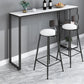 Industrial Marble Metal Pub/Bar Table With 18" Wide Elm Top Counter Wine Table