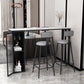Faux Marble Black Counter Height Dining Table Industrial Metal Base Counter Wine Table