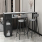 Faux Marble Black Counter Height Dining Table Industrial Metal Base Counter Wine Table