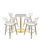 Gold Metal Base Bar Table Glam Round Faux Marble Bar Table for Dining Room 21.7"L x 21.7"W x 29.5"H White Square Clearhalo 'Bar Furniture' 'Bar Tables' 'bar_tables' 'furn' 'furn_bar_tables' 'Furniture' 'Kitchen & Dining Furniture' 6206597