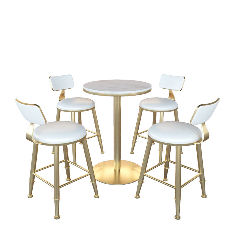 Gold Metal Base Bar Table Glam Round Faux Marble Bar Table for Dining Room 21.7"L x 21.7"W x 29.5"H White Round Clearhalo 'Bar Furniture' 'Bar Tables' 'bar_tables' 'furn' 'furn_bar_tables' 'Furniture' 'Kitchen & Dining Furniture' 6206600
