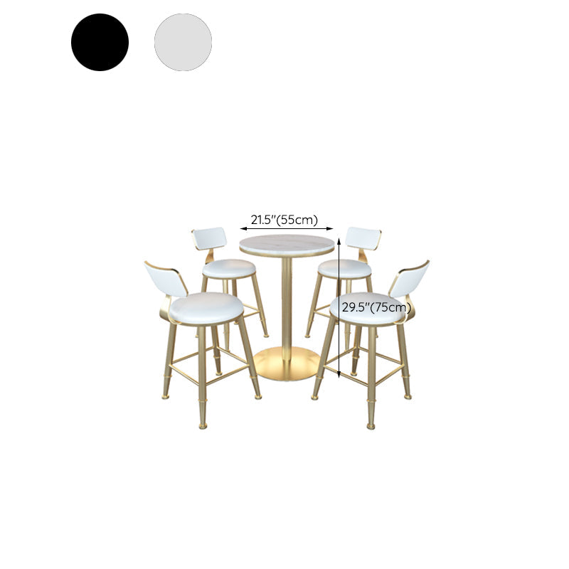 Gold Metal Base Bar Table Glam Round Faux Marble Bar Table for Dining Room Clearhalo 'Bar Furniture' 'Bar Tables' 'bar_tables' 'furn' 'furn_bar_tables' 'Furniture' 'Kitchen & Dining Furniture' 6206608