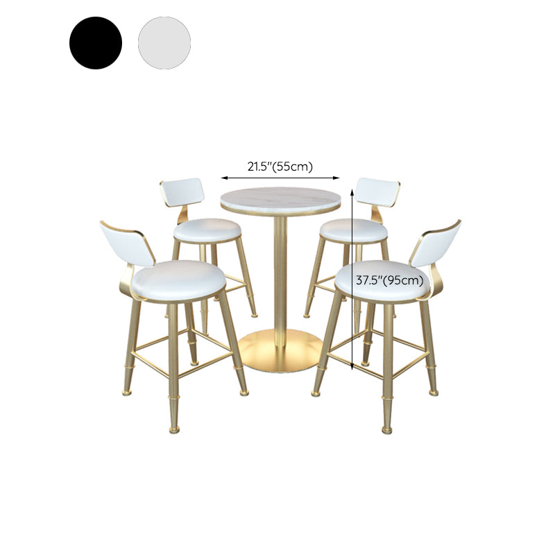 Gold Metal Base Bar Table Glam Round Faux Marble Bar Table for Dining Room Clearhalo 'Bar Furniture' 'Bar Tables' 'bar_tables' 'furn' 'furn_bar_tables' 'Furniture' 'Kitchen & Dining Furniture' 6206609