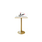 Mesa de comedor de madera maciza Glam, mesa de comedor con pedestal fijo y base de metal