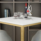 Mesa de comedor de madera maciza Glam, mesa de comedor con pedestal fijo y base de metal